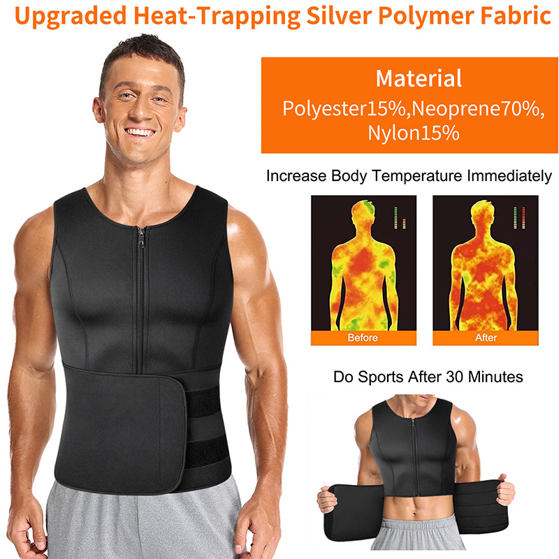 Homens neoprene sauna zíper ci - Crossfit Weight Vest avaliação e preço